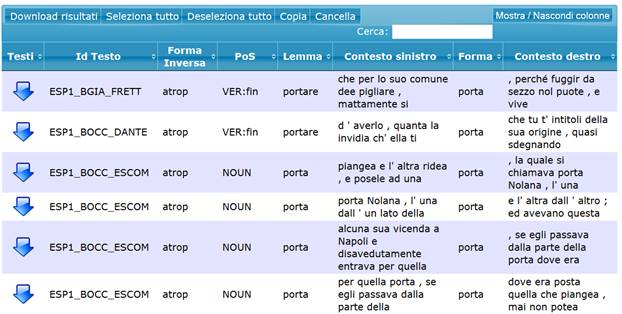 Esempio di visualizzazione del risultato con opzione 'Uguale a'